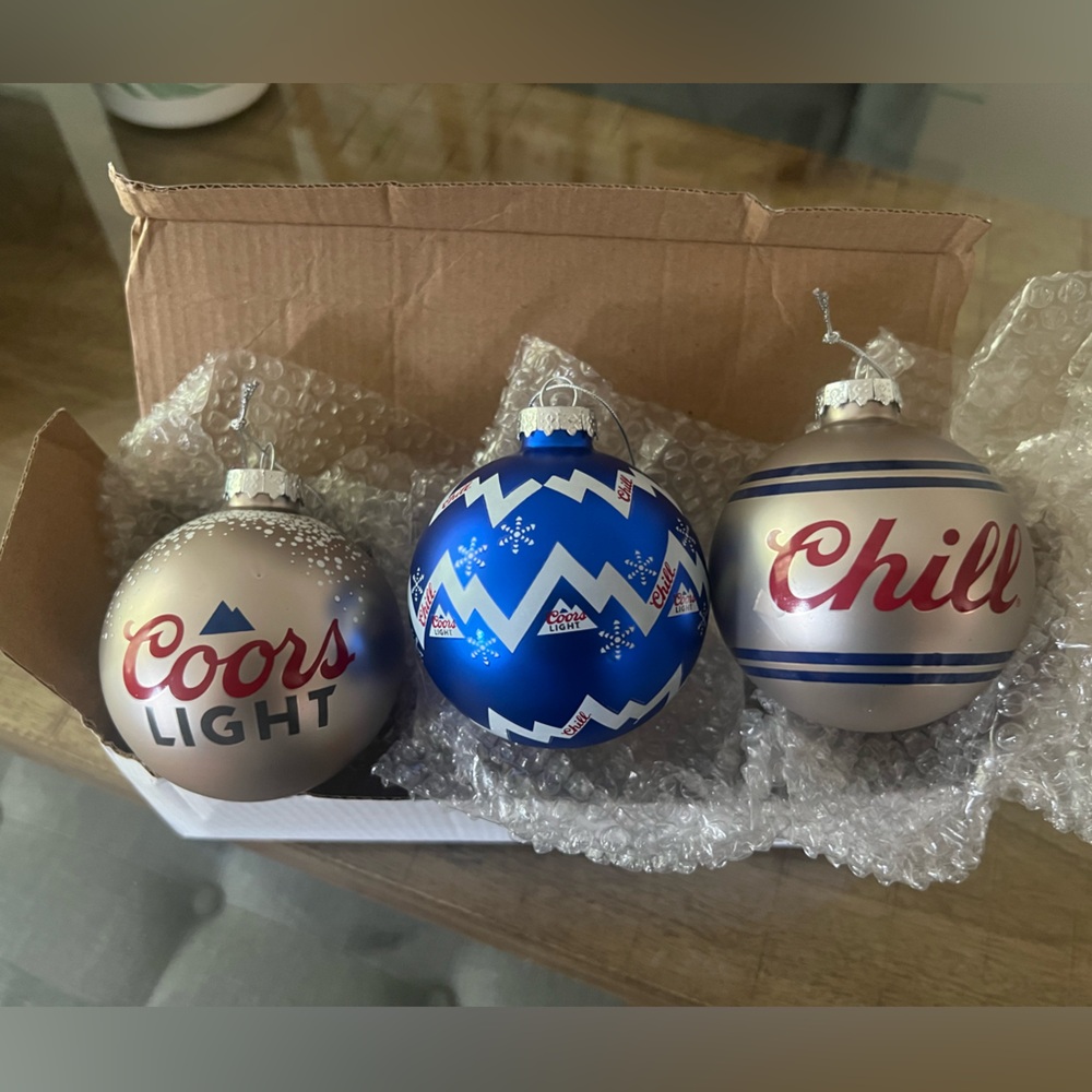Christmas Coors Light Christmas Tree Hanging Holiday Bulb Ornaments - 3 Pack